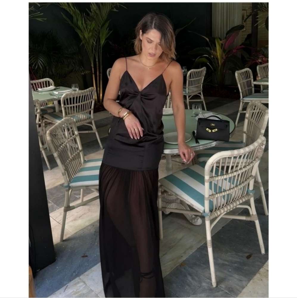Zara Mulberry Silk Dress Black Size M - Picture 4 of 16